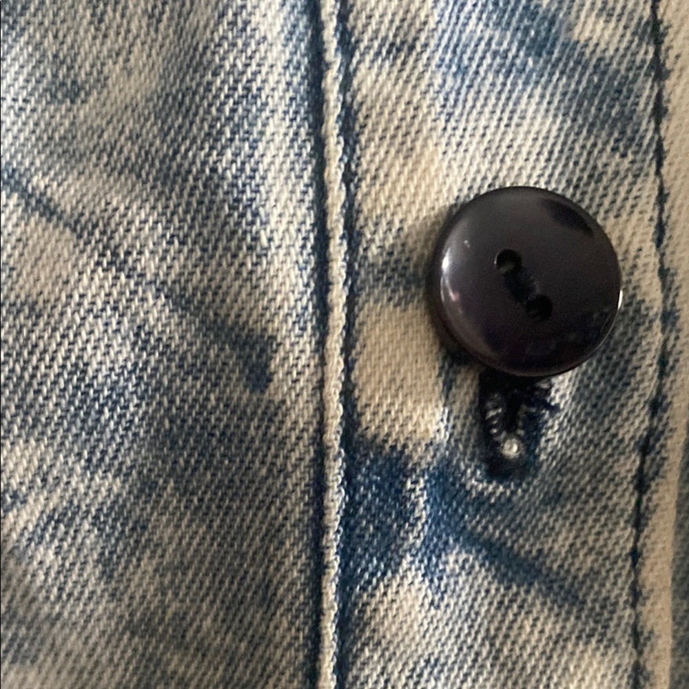 Thrill Blue Button Down Shirt Distressed Denim - image 5